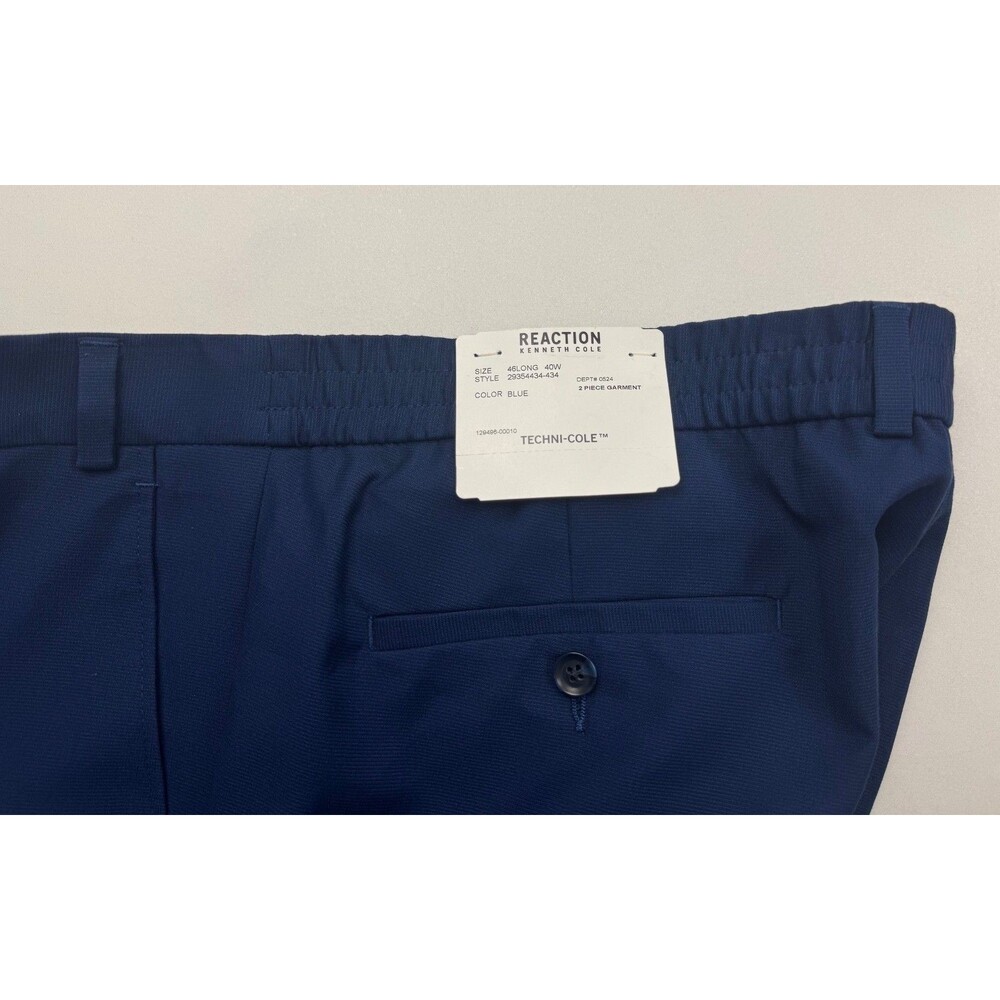 $135 NEW KENNETH COLE REACTION Mens 40x33 Blue Check Slim Dress Pants/Slacks - Picture 8 of 8